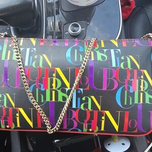 Christian Louboutin Multicolor Logo Shoulder Bag with Gold Chain